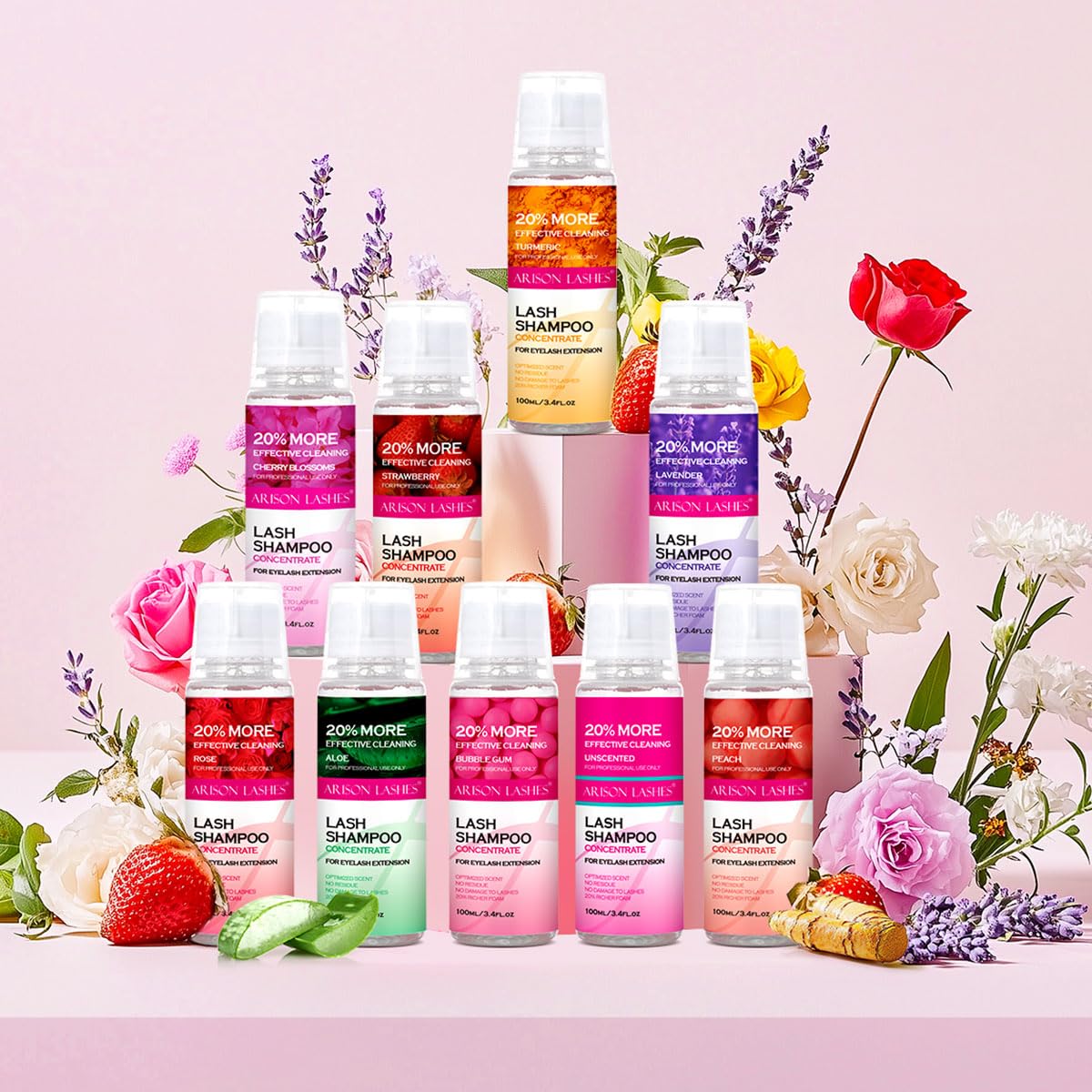 ARISON LASHES Lash Shampoo Concentrate for Lash Extensions 100ML Eyelash Cleanser Concentrate Oil-Free Eyelash Extension Shampoo with Salon Home Care(Bubble gum)