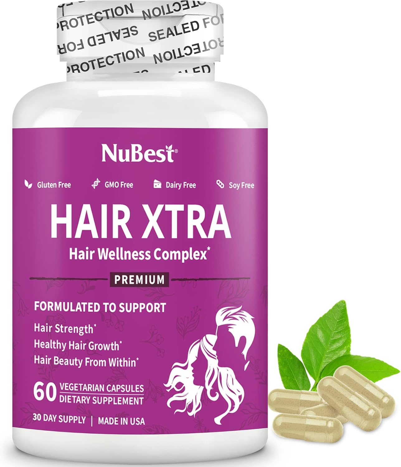 HairXtra - Hair Regrowth Vitamin for Faster Hair Growth - Hair Growth Vegan Capsules - Hair Thickening with Biotin, Zinc, MSM, B Vitamins, Choline - Hair Supplement, Hair Regrowth Capsules - Pack 12