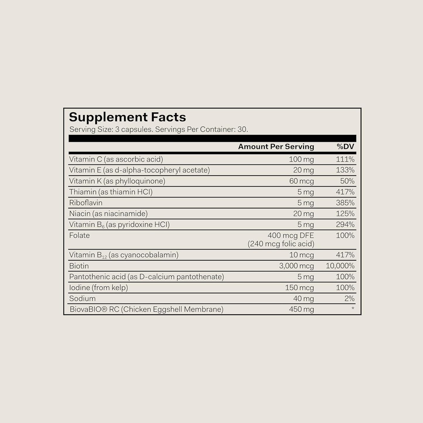The Nue Co. GROWTH Phase Supplement, Supports Hair Growth, Reduces Breakage, Thicker & Fuller Hair, Contains Vitamins, Reishsi Mushrooms, Proteins & Adaptogens, Vegan, Gluten Free, 90 Capsules