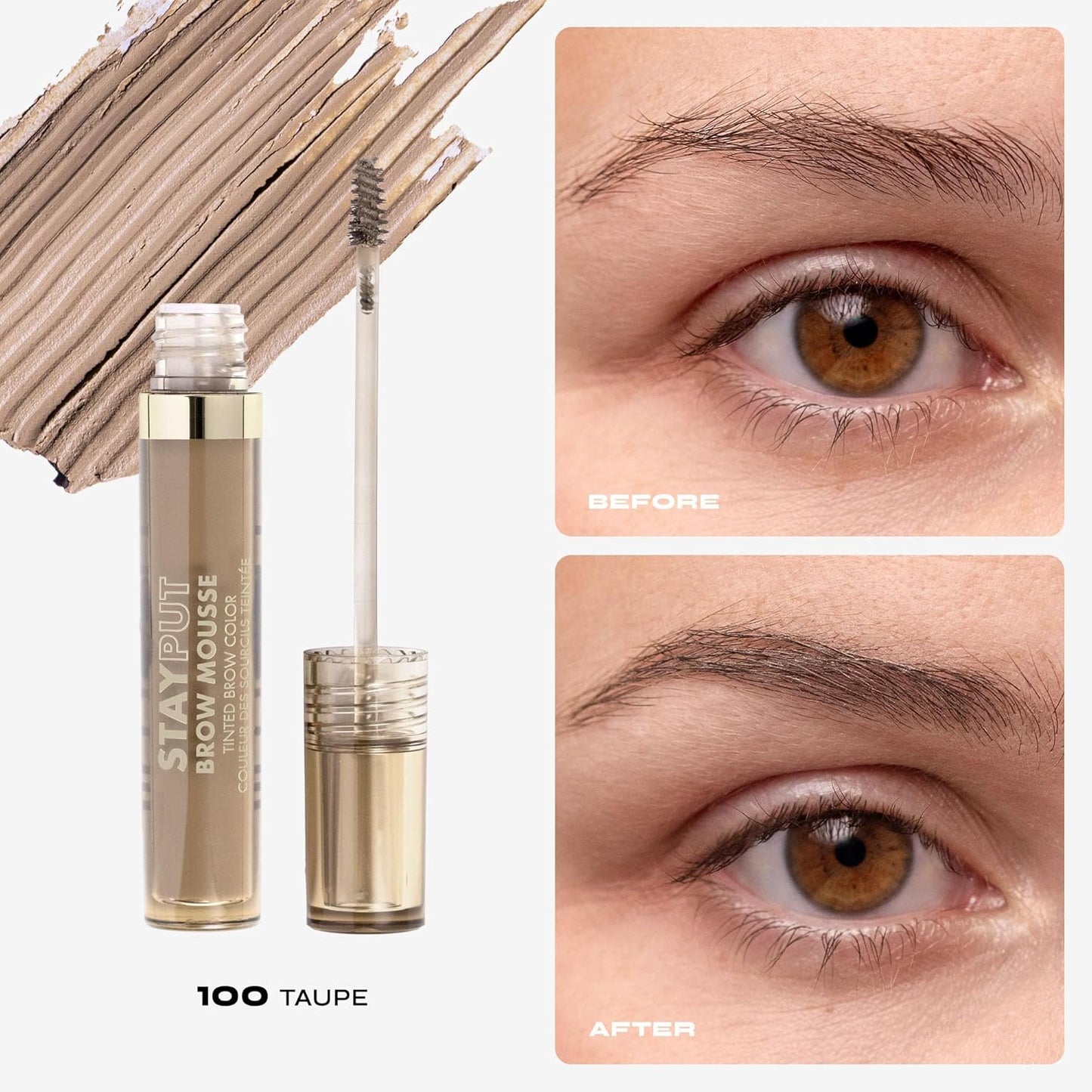 Milani Brow Tint- Stay Put Tinted Brow Mousse, Nourishing, High-Pigment infused with Shea Butter, Jojoba Seed Oil & Panthenol Vitamin B5 - Taupe
