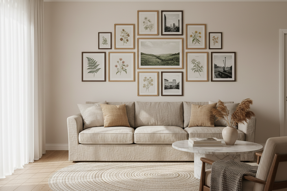 Above the Sofa: How to Create a Perfectly Scaled Gallery Wall