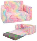 Toddler Chair Comfy,2-in-1 Soft Toddler Couch Fold Out for Kids,Convertible Sofa to Lounger,Gift for Girls and Boys Birthday,Unicorn,Large