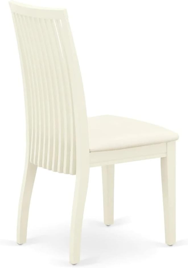 East West Furniture DMIP5-LWH-C 5 Piece Modern Dining Table Set Includes a Round Wooden Table with Dropleaf and 4 Linen Fabric Upholstered Dining Chairs, 42x42 Inch, Linen White