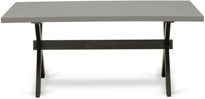 East West Furniture X697MZ650-7 7 Piece Dining Room Set Consist of a Rectangle Dining Table with X-Legs and 6 Dark Gotham Grey Linen Fabric Upholstered Chairs, 40x72 Inch, Multi-Color