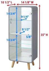 PaletteLife Figurine-Case 4 Tiers Collection-Case Mirror-Backboard Woodgrain Gray BLT-612GY