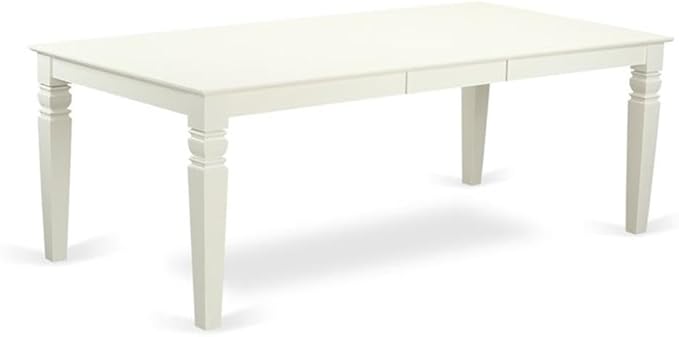 East West Furniture LGVA9-LWH-C 9 Piece Dining Set Includes a Rectangle Dining Room Table with Butterfly Leaf and 8 Linen Fabric Upholstered Kitchen Chairs, 42x84 Inch, Linen White