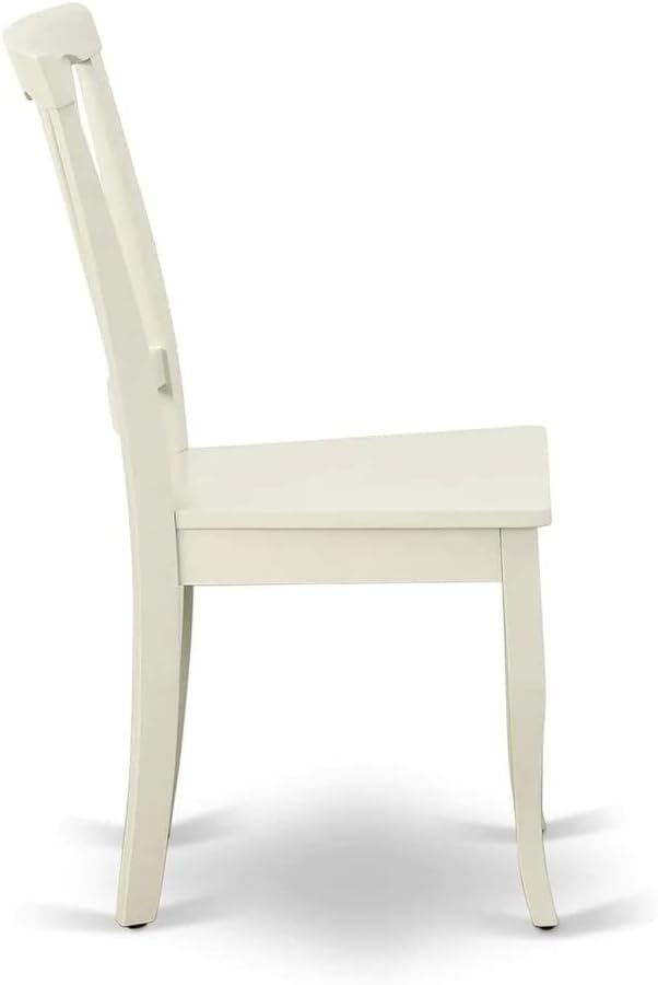 East West Furniture DMAV3-LWH-W 3 Piece Dining Room Table Set Contains a Round Dining Table with Dropleaf and 2 Wood Seat Chairs, 42x42 Inch, Linen White