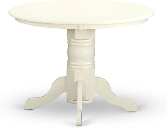 East West Furniture SHSI5-WHI-15 5 Piece Dining Table Set for 4 Includes a Round Kitchen Table with Pedestal and 4 Baby Blue Linen Fabric Parson Dining Chairs, 42x42 Inch, Linen White