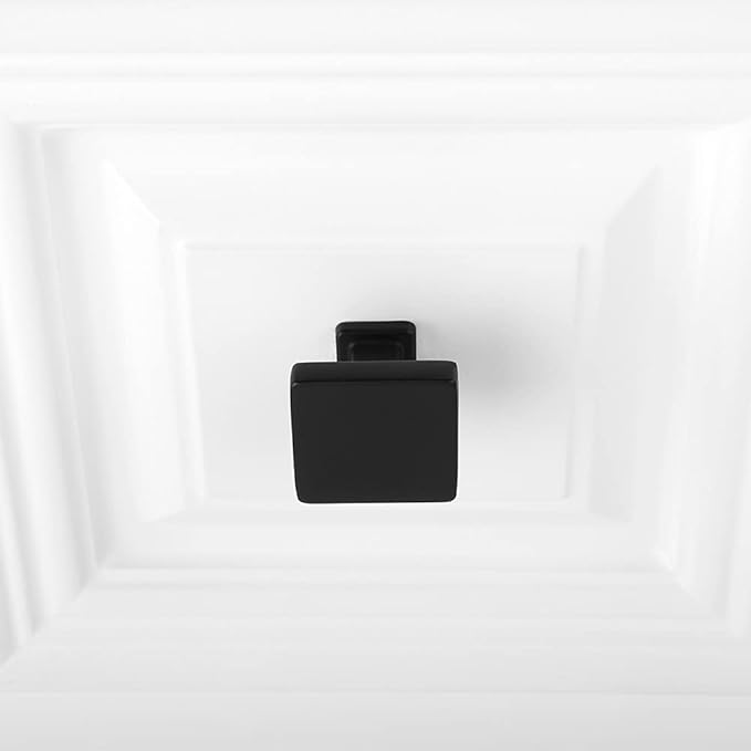 KOOFIZO 20 Pack Black Cabinet Knobs Matte Black Drawer Knobs K08 Square Single Hole Cabinet Pulls for Cabinets Drawer Dresser Cupboard Bedroom Closet Bathroom Vanity