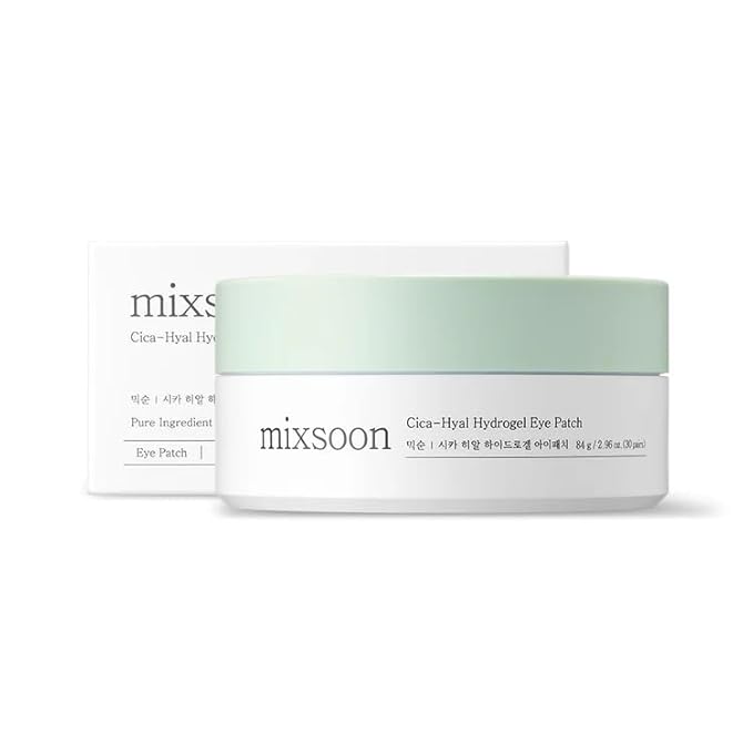 mixsoon Cica-Hyal Eye Patch - Soothing, Hydrating and Cooling Hydrogel Eye Patches, Gentle Care for Tired Eyes 84 g / 2.84 fl.oz. (30 pairs) Korean Glass Skin Care