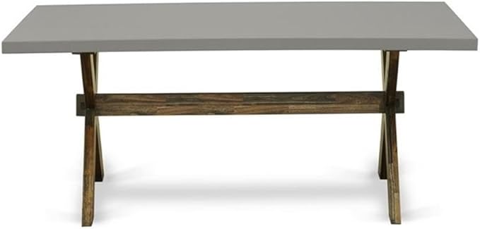 East West Furniture X797MZ716-6 6 Piece Dining Table Set Contains a Rectangle Kitchen Table with X-Legs and 4 Dark Khaki Linen Fabric Parson Chairs with a Bench, 40x72 Inch, Multi-Color