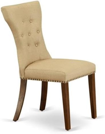 East West Furniture ANGA3-AWA-03 3 Piece Dining Set Contains a Round Dining Room Table with Pedestal and 2 Upholstered Chairs, 36x36 Inch, Antique Walnut