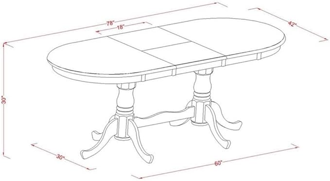 East West Furniture PLAV9-WHI-W 9 Piece Dining Set Includes an Oval Dining Room Table with Butterfly Leaf and 8 Wood Seat Chairs, 42x78 Inch, Buttermilk & Cherry