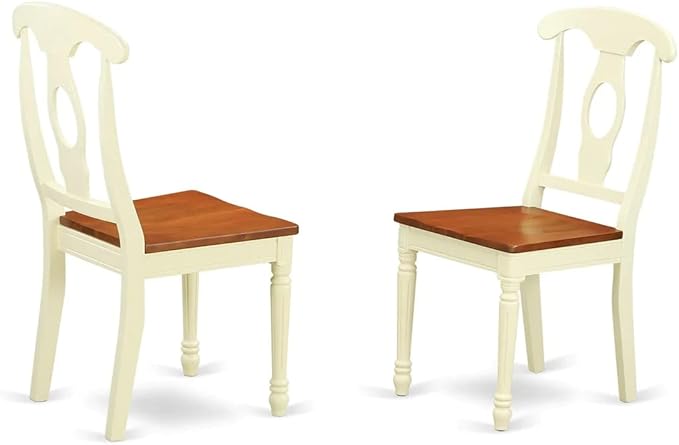 East West Furniture QUKE5-WHI-W 5 Piece Dining Room Furniture Set Includes a Rectangle Wooden Table with Butterfly Leaf and 4 Kitchen Dining Chairs, 40x78 Inch, Buttermilk & Cherry