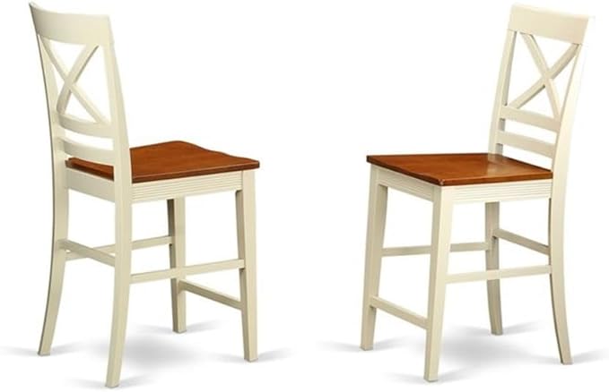 East West Furniture VNQU5-WHI-W 5 Piece Kitchen Counter Set Includes a Square Dining Room Table and 4 Dining Chairs, 36x36 Inch, Buttermilk & Cherry