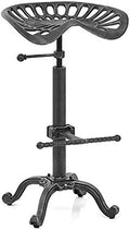 LOKKHAN Rustic Industrial Bar Stool - Cast Iron Tractor Seat 19.7" to 26.8" Counter Height Adjustable Swivel Farmhouse Breakfast Chairs - Metal Design - Perfect for Kitchen, Dining Room, and Home Bar