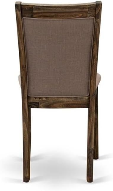 East West Furniture X797MZ748-9 9 Piece Dining Room Table Set Includes a Rectangle Kitchen Table with X-Legs and 8 Coffee Linen Fabric Parson Dining Chairs, 40x72 Inch, Multi-Color