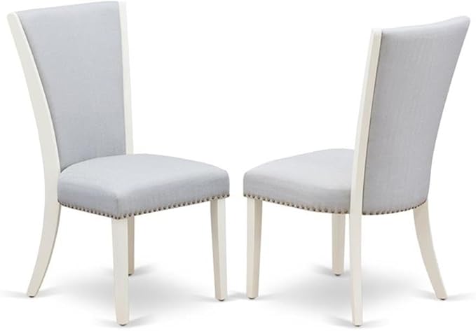 East West Furniture V077VE005-6 6 Piece Kitchen Table Set Contains a Rectangle Dining Table with V-Legs and 4 Grey Linen Fabric Parson Chairs with a Bench, 40x72 Inch, Multi-Color