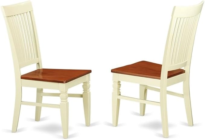 East West Furniture QUWE9-BMK-W 9 Piece Dining Room Furniture Set Includes a Rectangle Wooden Table with Butterfly Leaf and 8 Kitchen Dining Chairs, 40x78 Inch, Buttermilk & Cherry