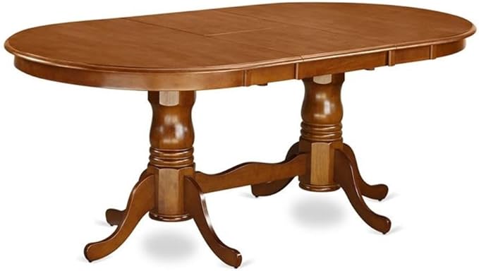 East West Furniture PLAI7-SBR-W 7 Piece Dining Room Furniture Set Consist of an Oval Kitchen Table with Butterfly Leaf and 6 Dining Chairs, 42x78 Inch, Saddle Brown