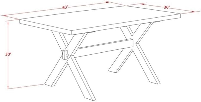 East West Furniture XT676 X-Style Dining Room Table - a Rectangle Solid Wood Table Top with Stylish Legs, 36x60 Inch, Multi-Color