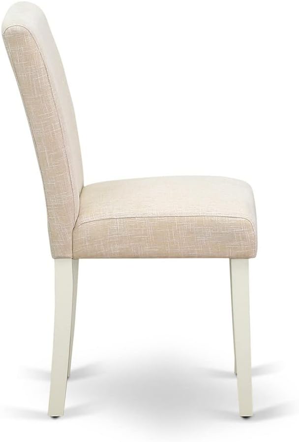 East West Furniture LGAB9-LWH-02 9 Piece Dining Table Set Includes a Rectangle Dining Room Table with Butterfly Leaf and 8 Light Beige Linen Fabric Parsons Chairs, 42x84 Inch, Linen White