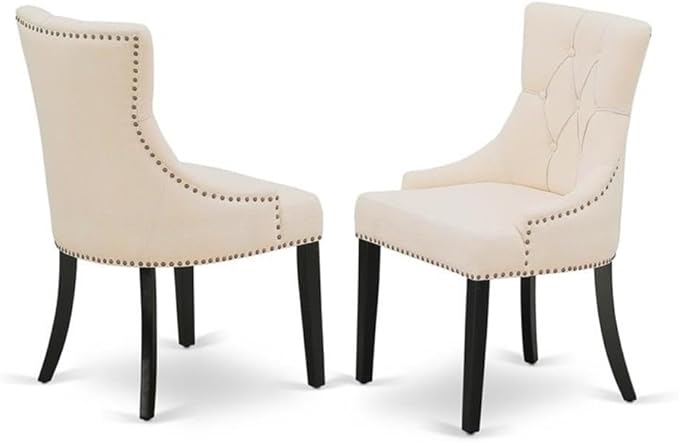 East West Furniture X697FR102-9 9 Piece Dining Set Includes a Rectangle Dining Room Table with X-Legs and 8 Light Beige Linen Fabric Upholstered Chairs, 40x72 Inch, Multi-Color