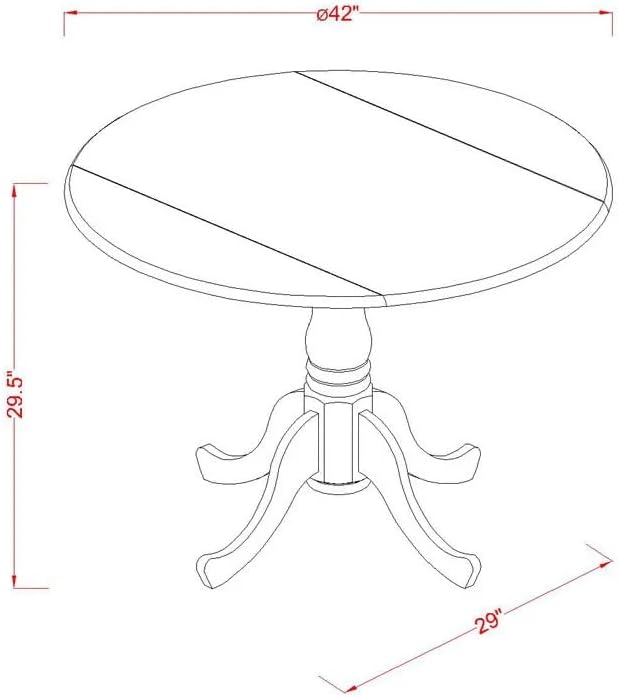 East West Furniture DLMZ5-AWA-32 5 Piece Dining Room Furniture Set Includes a Round Kitchen Table with Dropleaf and 4 Parson Chairs, 42x42 Inch, Antique Walnut