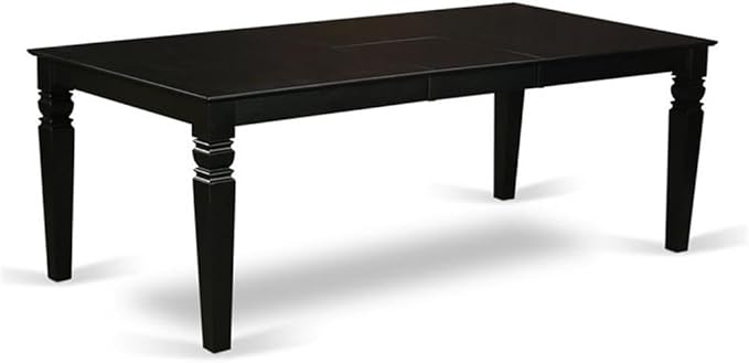 East West Furniture LGNI9-BLK-LC 9 Piece Kitchen Table & Chairs Set Includes a Rectangle Dining Room Table with Butterfly Leaf and 8 Faux Leather Upholstered Chairs, 42x84 Inch, Black