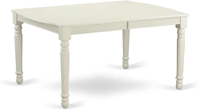 East West Furniture DODA9-LWH-24 9 Piece Kitchen Table Set Includes a Rectangle Dining Table with Butterfly Leaf and 8 Polyester Fabric Padded Chairs, 42x78 Inch, linen white