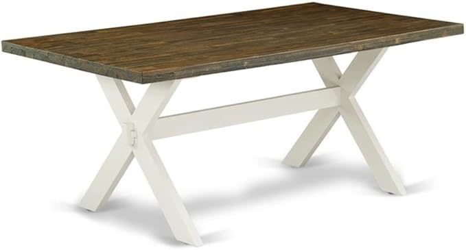East West Furniture X077LA015-9 9 Piece Kitchen Table & Chairs Set Includes a Rectangle Dining Room Table and 8 Baby Blue Linen Fabric Upholstered Chairs, 40x72 Inch, Multi-Color
