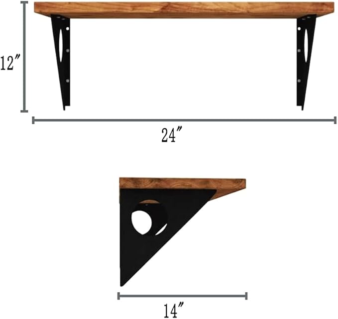 Industrial Rustic Wall-Mounted Table, Dining Table Desk, Pine Wood Wall-Mounted Bar Tables (24”X 14“)
