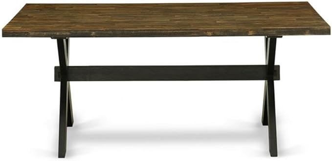 East West Furniture X677MZ606-9 9 Piece Dining Room Furniture Set Includes a Rectangle Dining Table with X-Legs and 8 Shitake Linen Fabric Upholstered Chairs, 40x72 Inch, Multi-Color