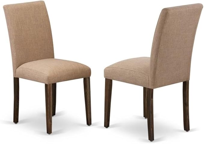 East West Furniture X797AB747-9 9 Piece Dining Room Set Includes a Rectangle Kitchen Table with X-Legs and 8 Light Sable Linen Fabric Upholstered Parson Chairs, 40x72 Inch, Multi-Color