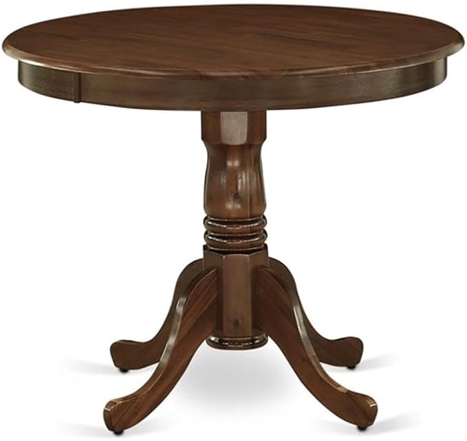 East West Furniture ANDA3-AWA-23 3 Piece Dining Set Contains a Round Kitchen Table with Pedestal and 2 Polyester Fabric Upholstered Parson Chairs, 36x36 Inch, Antique Walnut