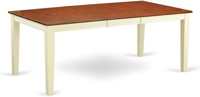 East West Furniture QUDO7-WHI-W 7 Piece Kitchen Table & Chairs Set Consist of a Rectangle Dining Room Table with Butterfly Leaf and 6 Solid Wood Seat Chairs, 40x78 Inch, Buttermilk & Cherry