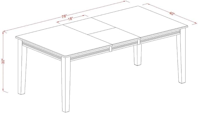 East West Furniture QUAV5-WHI-W 5 Piece Dining Room Table Set Includes a Rectangle Kitchen Table with Butterfly Leaf and 4 Dining Chairs, 40x78 Inch, Buttermilk & Cherry