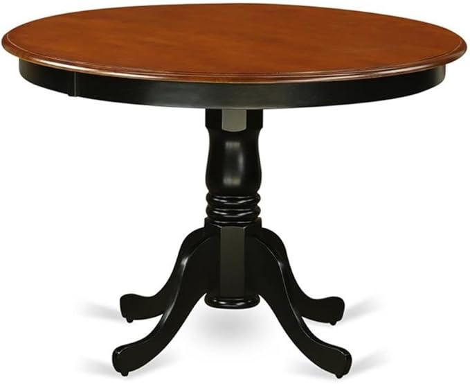 East West Furniture HLWE5-BCH-W 5 Piece Modern Dining Table Set Includes a Round Wooden Table with Pedestal and 4 Dining Chairs, 42x42 Inch, Black & Cherry