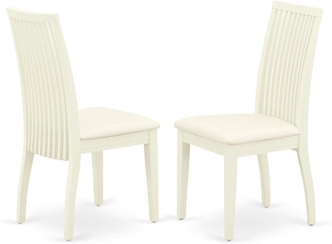 East West Furniture SHIP5-WHI-C 5 Piece Dining Room Furniture Set Includes a Round Kitchen Table with Pedestal and 4 Linen Fabric Upholstered Dining Chairs, 42x42 Inch, Linen White