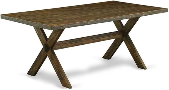 East West Furniture X777VE703-9 9 Piece Dining Room Furniture Set Includes a Rectangle Dining Table with X-Legs and 8 Brown Linen Fabric Upholstered Chairs, 40x72 Inch, Multi-Color