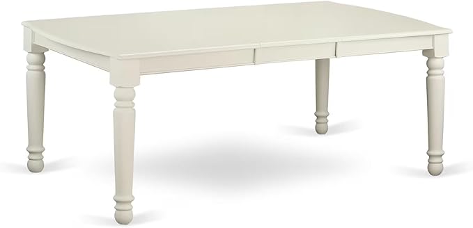 East West Furniture DOIP5-LWH-C 5 Piece Dining Room Table Set Includes a Rectangle Kitchen Table with Butterfly Leaf and 4 Linen Fabric Upholstered Dining Chairs, 42x78 Inch, Linen White