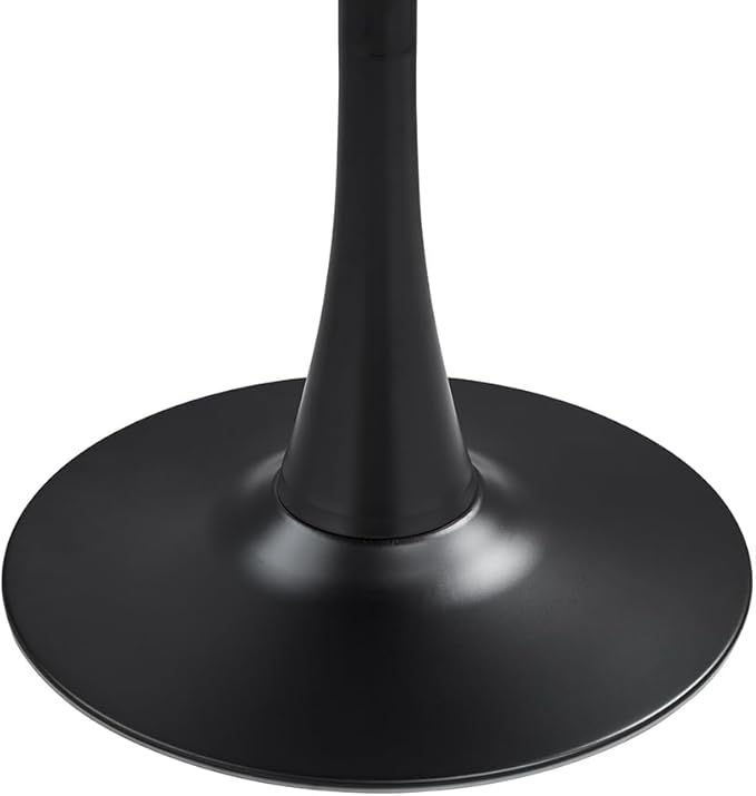23.4" Tulip Dining Table, Black, Perfect for 2-4 People, Mid-Century Modern Style, Round MDF Top with Sturdy Base for Dining Room, Living Room, Cafe