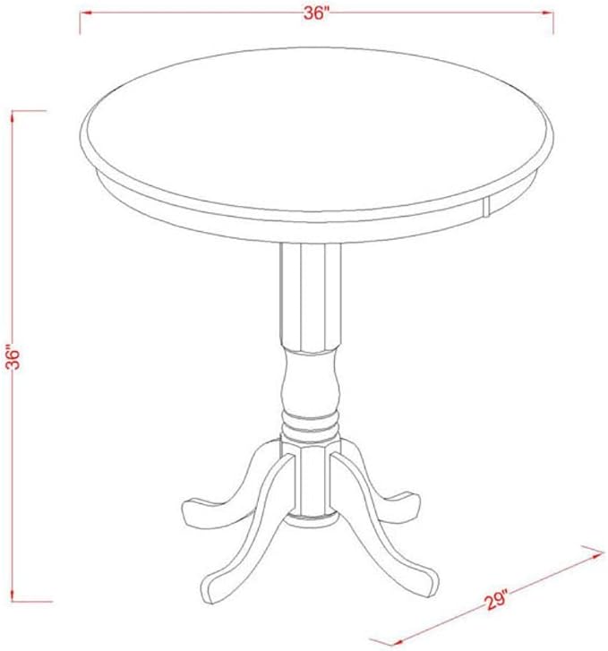 East West Furniture JAKE3-BLK-W 3 Piece Counter Height Dining Table Set Contains a Round Kitchen Table with Pedestal and 2 Dining Room Chairs, 36x36 Inch, Black & Cherry