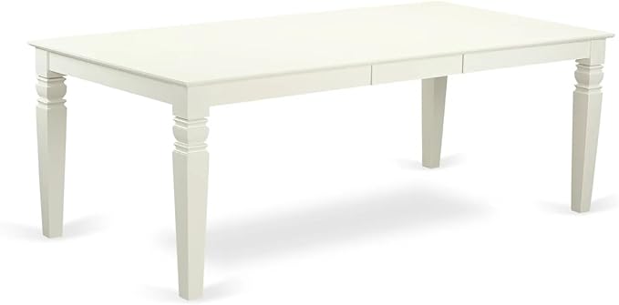 East West Furniture LGAS7-LWH-41 7 Piece Kitchen Table Set Contain A Modern Table and 6 Platinum Gray Polyester Fabric Dining Chairs with Stylish Back- Linen White Finish