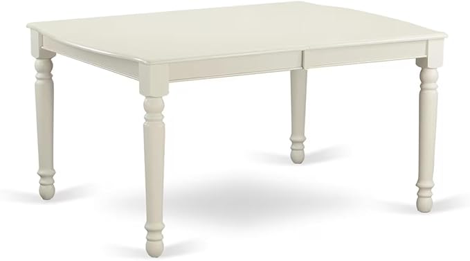 East West Furniture DOIP7-LWH-W 7 Piece Dining Table Set Consist of a Rectangle Dining Room Table with Butterfly Leaf and 6 Wooden Seat Chairs, 42x78 Inch, Linen White