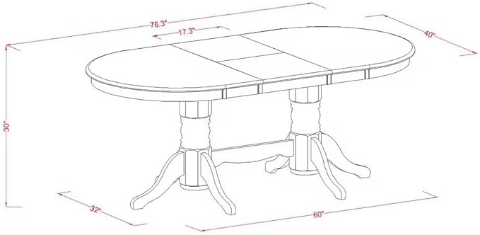 East West Furniture VAAB9-LWH-64 9 Piece Modern Dining Table Set Includes an Oval Wooden Table with Butterfly Leaf and 8 White Faux Leather Parson Dining Chairs, 40x76 Inch, Linen White