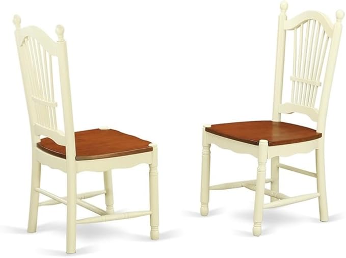 East West Furniture NADO9-WHI-W 9 Piece Dining Table Set Includes a Rectangle Wooden Table with Butterfly Leaf and 8 Dining Room Chairs, 40x78 Inch, Buttermilk & Cherry