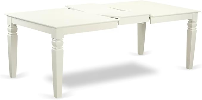 East West Furniture LGFR5-LWH-18 5 Piece Dining Table Set Includes a Rectangle Kitchen Table with Butterfly Leaf and 4 Brown Linen Linen Fabric Upholstered Chairs, 42x84 Inch, Linen White