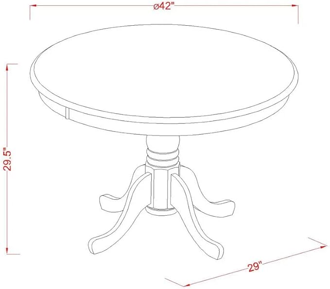 East West Furniture HBGR5-MAH-W 5 Piece Dining Table Set for 4 Includes a Round Kitchen Table with Pedestal and 4 Dinette Chairs, 42x42 Inch, Mahogany