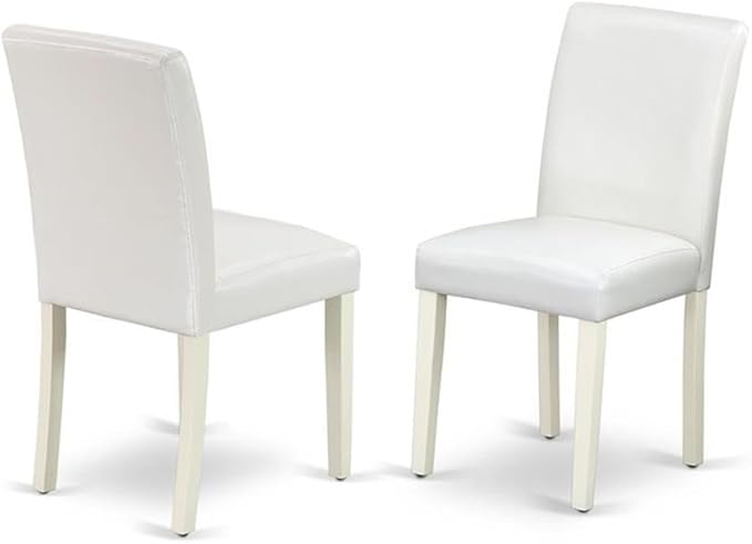 East West Furniture X097AB264-5 5 Piece Dining Room Furniture Set Includes a Rectangle Dining Table with X-Legs and 4 White Faux Leather Upholstered Chairs, 40x72 Inch, Multi-Color